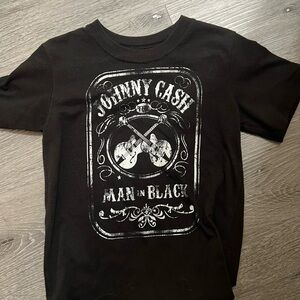 Black 5t Johnny Cash  Graphic T-Shirt with Signature Design